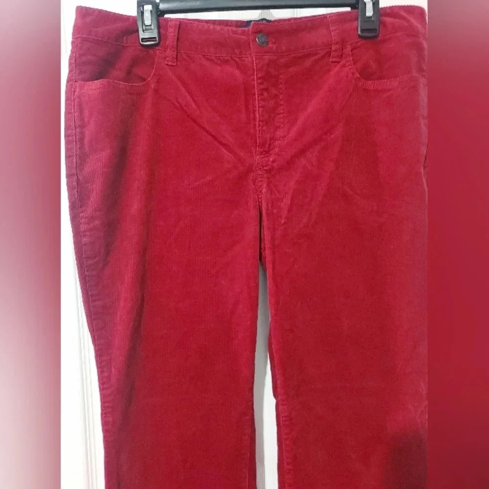 Signature Talbots Red Corduroy Straight Leg Pants in Size 14